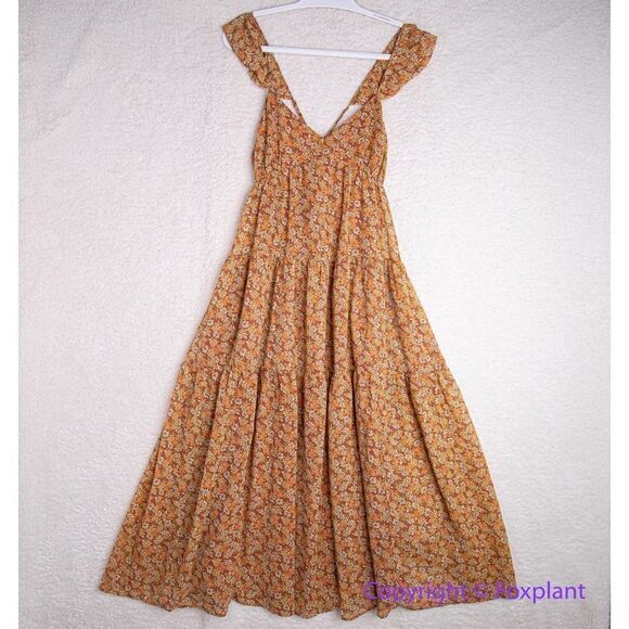 New! Madewell *flawed* Georgette Ruffle-Sleeve Tiered Midi Dress Daisy Meadow 10 - Picture 3 of 16